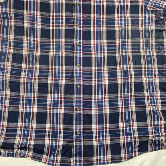 HB Mens Size 4XL Blue Red Plaid Short Sleeve Button Down Shirt Casual Wear - Picture 5 of 11